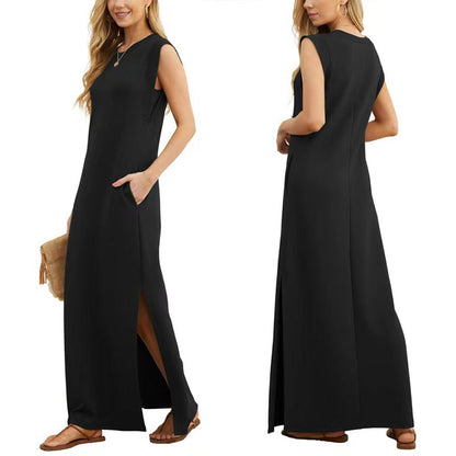 ⏳Remise de 50 % à durée limitée💥Robe ample fendue à manches longues et sans plis pour femme