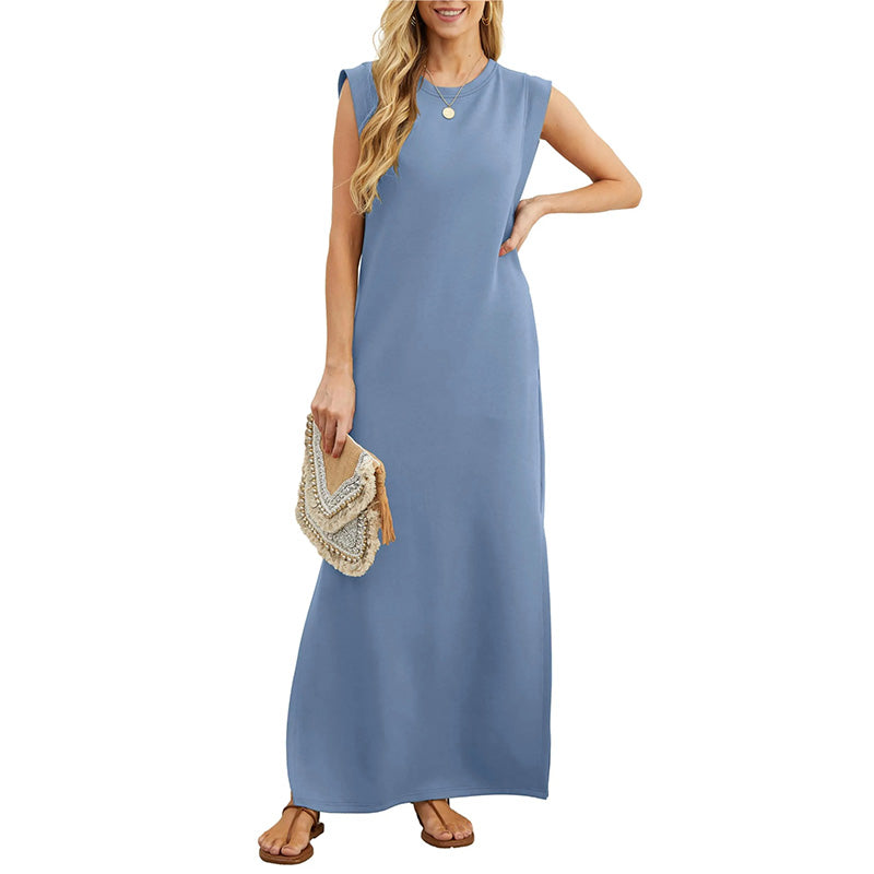 Right -free leisure dress for women with shared hem
