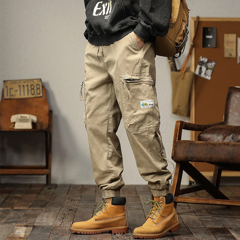 Pantalones de carga con cordón y bolsas para hombres