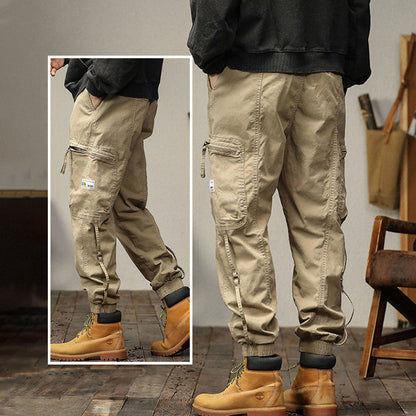 Pantalones de carga con cordón y bolsas para hombres