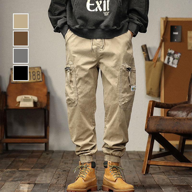 Pantalones de carga con cordón y bolsas para hombres