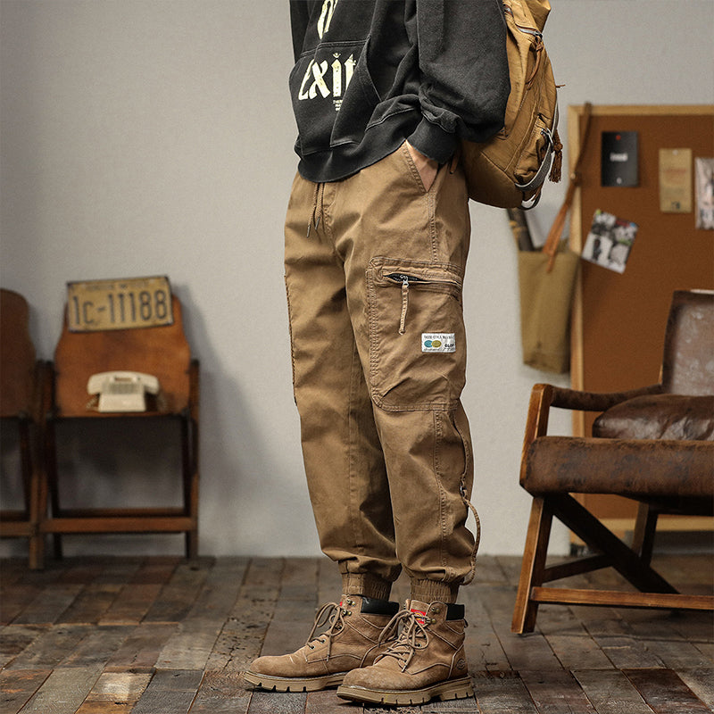 Pantalones de carga con cordón y bolsas para hombres