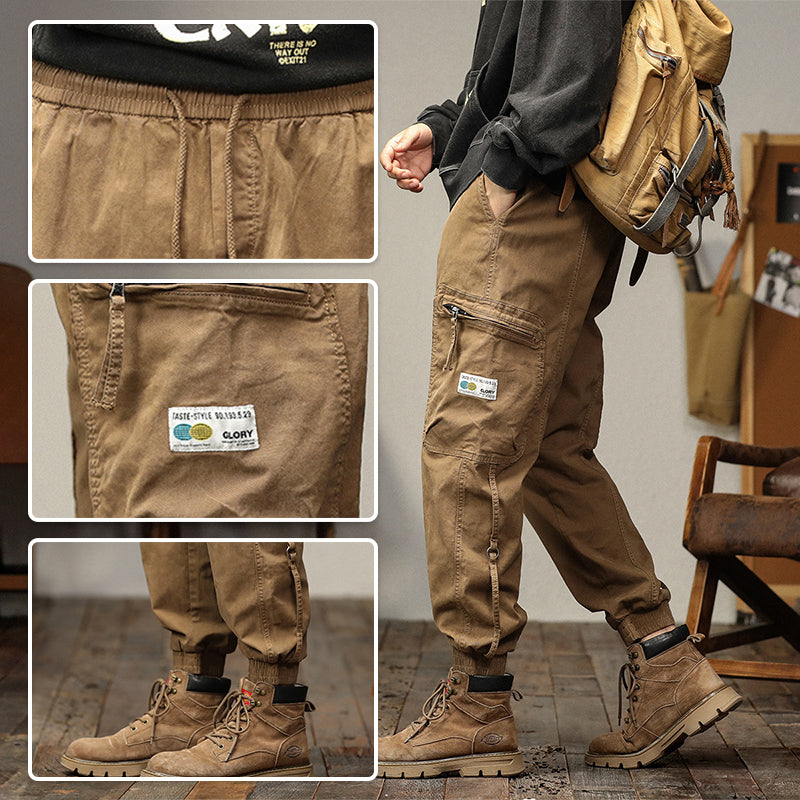Pantalones de carga con cordón y bolsas para hombres