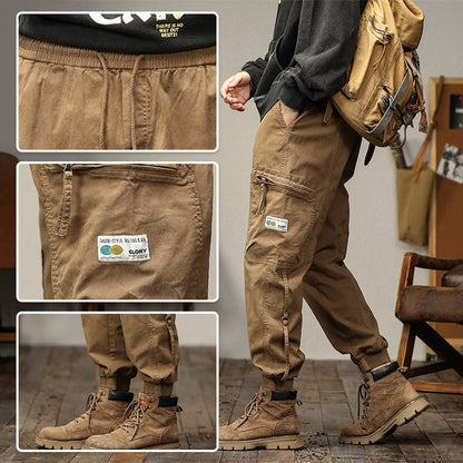 Pantalones de carga con cordón y bolsas para hombres