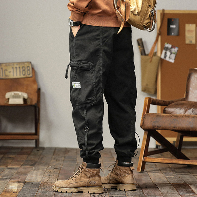 Pantalones de carga con cordón y bolsas para hombres