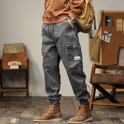 Pantalones de carga con cordón y bolsas para hombres