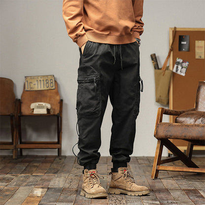 Pantalones de carga con cordón y bolsas para hombres