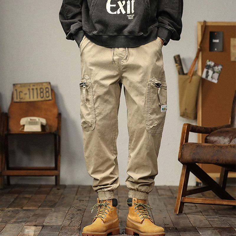 Pantalones de carga con cordón y bolsas para hombres