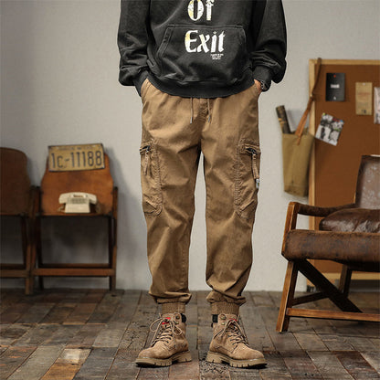 Pantalones de carga con cordón y bolsas para hombres