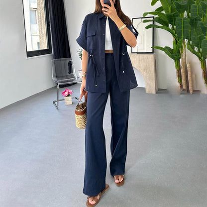 💕Gratis Liwwerung🥰Zweedeeleg Aarbechtskleedung Casual mat Schnür fir Fraen