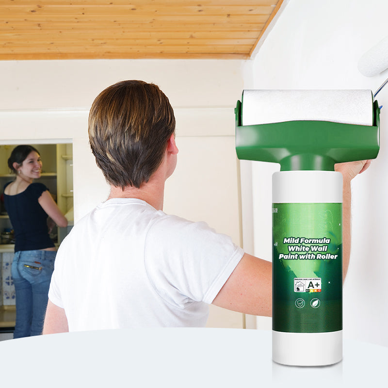 White wall paint with mild formula and roller
