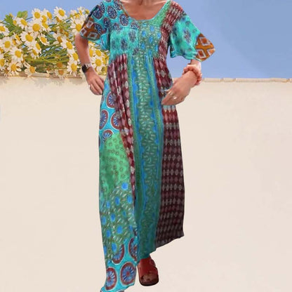 💕SCONTO DEL 50%💃Abito lungo colorato con patchwork bohémien per donna