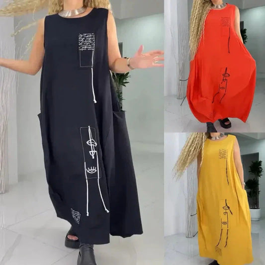 Lässiges ärmelloses Maxikleid für Frauen mit Übergröße