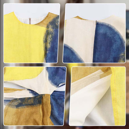 Abito elegante con una scollatura ad acquerello astratta per le donne