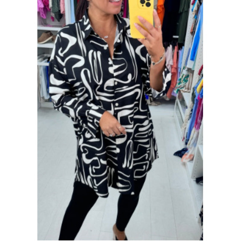 💥Limited time 66% DISCOUNT 💕Casual, trendy long-sleeved shirt with lapels and print for women