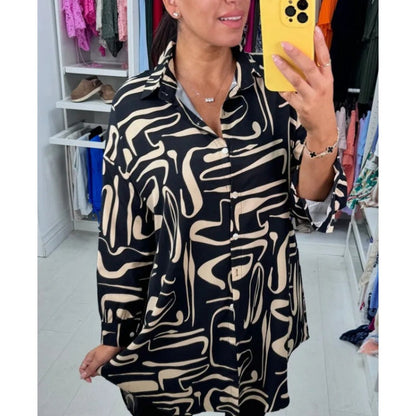 💥Limited time 66% DISCOUNT 💕Casual, trendy long-sleeved shirt with lapels and print for women