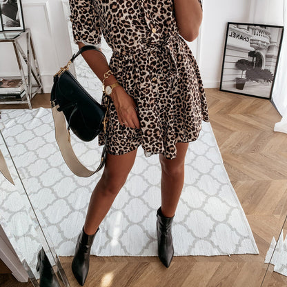 Abito a camicia corta con motivi animali per donne