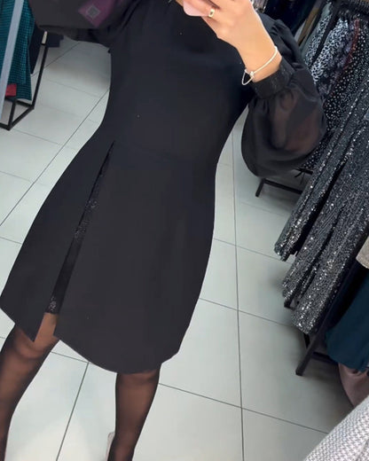 💖Eenvoudige, elegante, sexy, zijdezachte jurk met lange mouwen