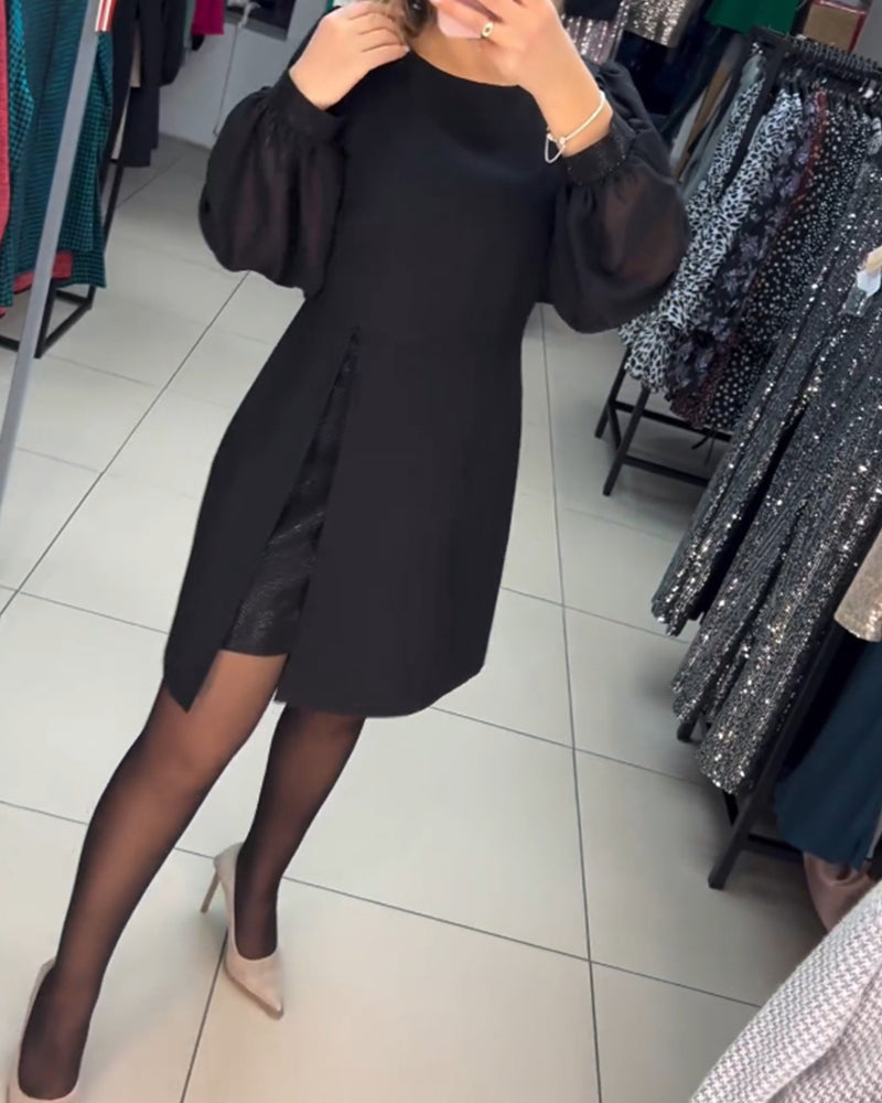 💖Eenvoudige, elegante, sexy, zijdezachte jurk met lange mouwen