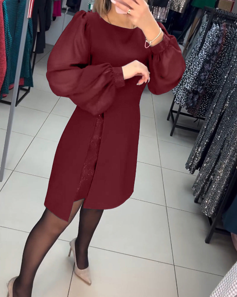 💖Eenvoudige, elegante, sexy, zijdezachte jurk met lange mouwen