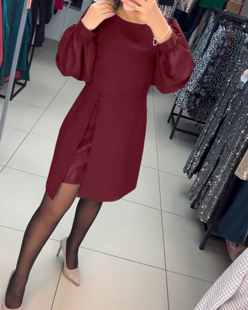 💖Eenvoudige, elegante, sexy, zijdezachte jurk met lange mouwen