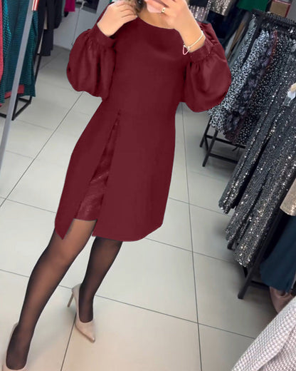 💖Eenvoudige, elegante, sexy, zijdezachte jurk met lange mouwen