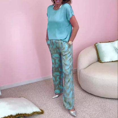 🔥Saldi estivi🔥Completo 2 pezzi con top e pantaloni a gamba larga stampati