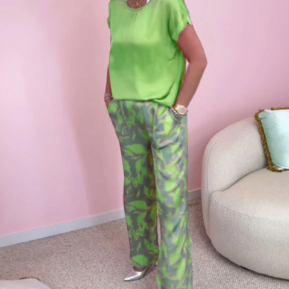 🔥Saldi estivi🔥Completo 2 pezzi con top e pantaloni a gamba larga stampati