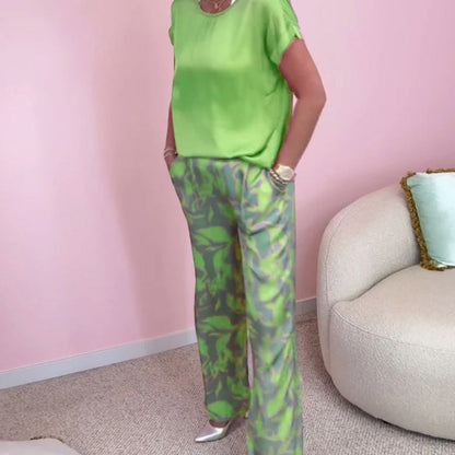 🔥Saldi estivi🔥Completo 2 pezzi con top e pantaloni a gamba larga stampati
