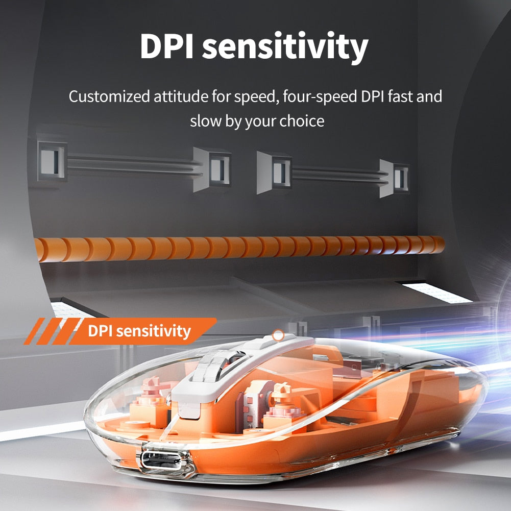 Rechargeable wireless bluetooth mouse with a transparent housing