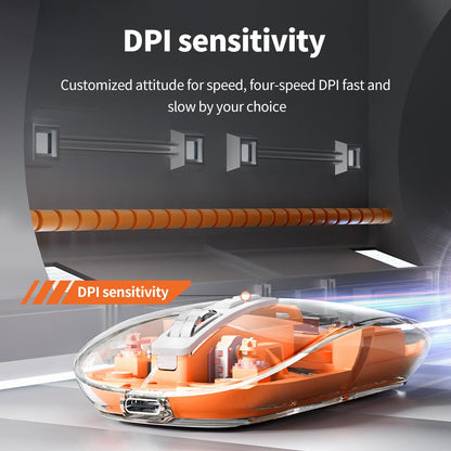 Rechargeable wireless bluetooth mouse with a transparent housing