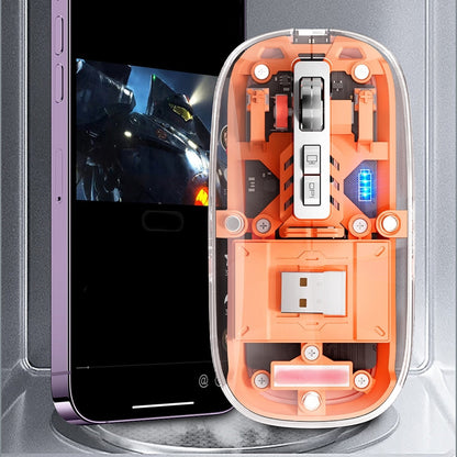 Rechargeable wireless bluetooth mouse with a transparent housing