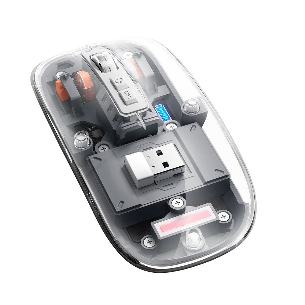 Rechargeable wireless bluetooth mouse with a transparent housing