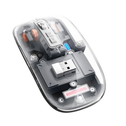 Rechargeable wireless bluetooth mouse with a transparent housing