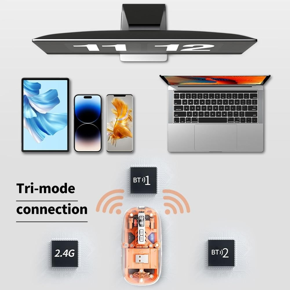 Rechargeable wireless bluetooth mouse with a transparent housing