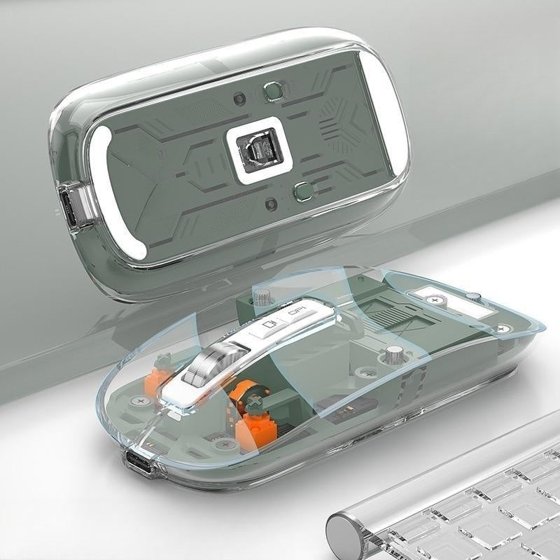 Rechargeable wireless bluetooth mouse with a transparent housing