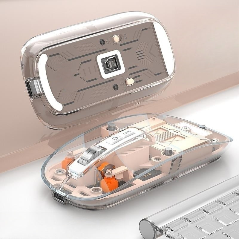 Rechargeable wireless bluetooth mouse with a transparent housing