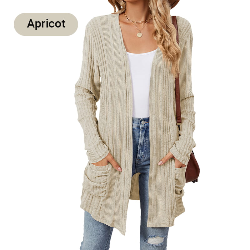 🍂Spesialtilbud tidlig høst 58 % RABATT🥰Damekåpe med åpen front og lange ermer