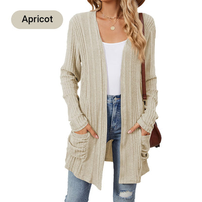 🍂Spesialtilbud tidlig høst 58 % RABATT🥰Damekåpe med åpen front og lange ermer
