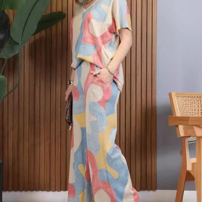 💥Descuento del 59% por tiempo limitado 💕Conjunto de top y pantalón con escote en pico en color contraste