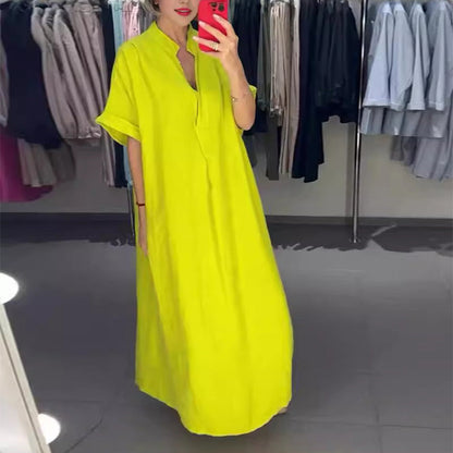 🌸Robe chemise longue ample avec poches pour femme