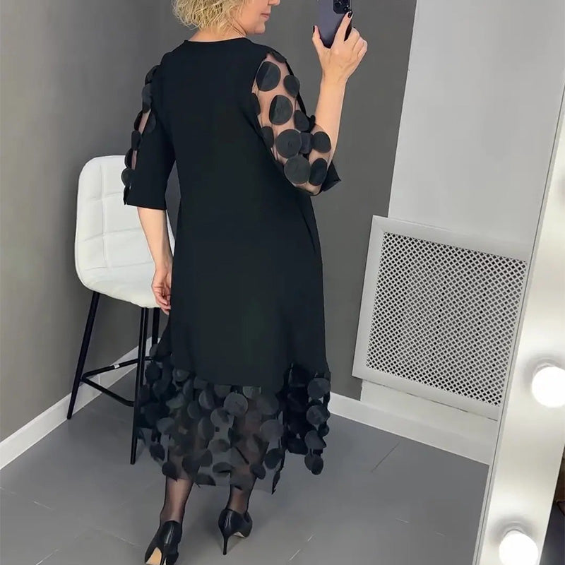 🔥Plus size uitlopende jurk met stippendecor
