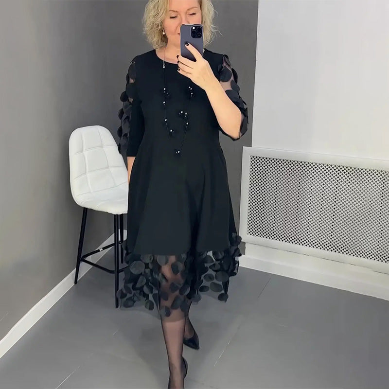 🔥Plus size uitlopende jurk met stippendecor