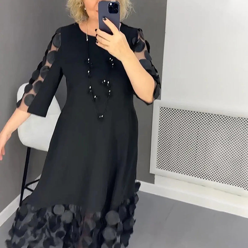 🔥Plus size uitlopende jurk met stippendecor