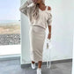2-part set for women: sleeveless dress & loose sweater with a V-neckline