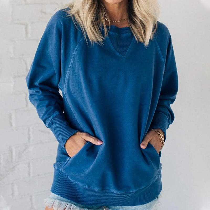 Maglione da donna con borse e motivi di costola