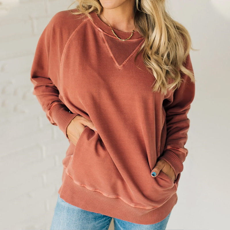 Maglione da donna con borse e motivi di costola