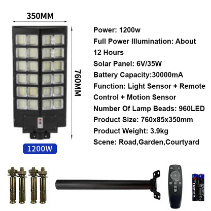 Smart Sather--Powered Street Lampe - Motioun Sensor, Remote Kontroll