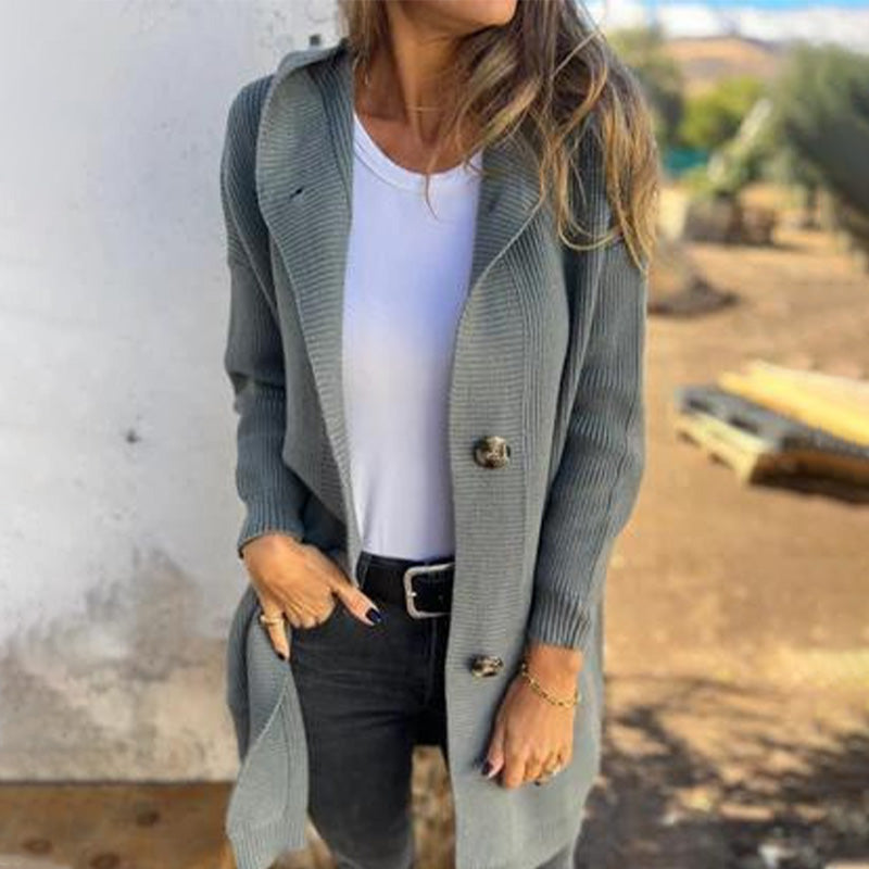🍂Specialità autunnali🍂Cardigan con cappuccio e bottoni da donna🥳Spedizione gratuita