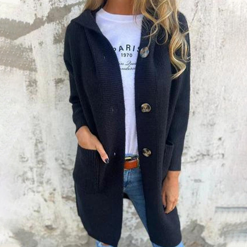 🍂Specialità autunnali🍂Cardigan con cappuccio e bottoni da donna🥳Spedizione gratuita